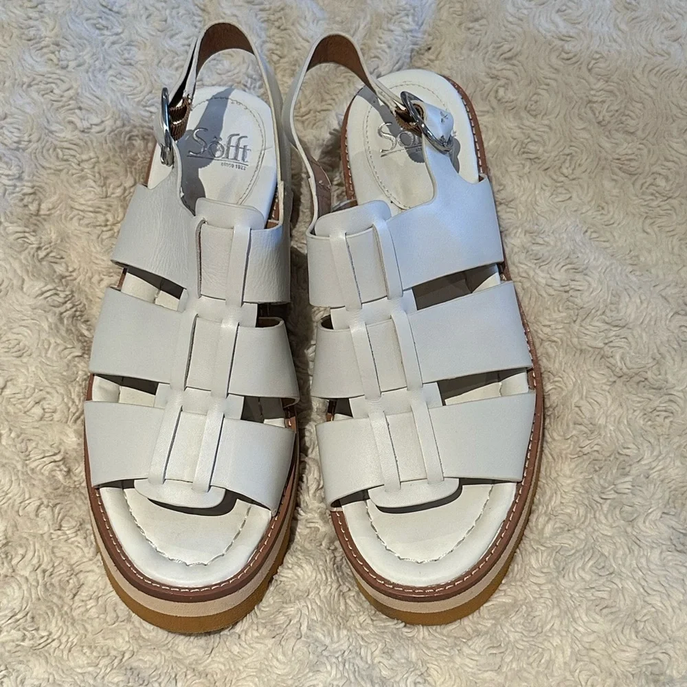 SOFFT size 10 White Patrina Leather Iconic Fisherman Sandals NEW - Picture 12 of 12